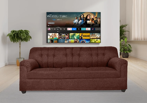 Jute 3 Seater Brown Sofa and Smart TV 40 Inch Combo